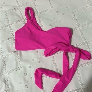 pink one shoulder bikini top